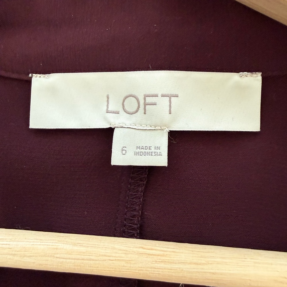 LOFT Deep Burgundy Twist Front Shirt Dress (6) - Picture 7 of 9